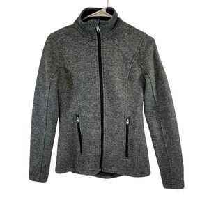 Wm's Grey SPYDER Sports Endur Knit Jacket Full‎ Zip Fleece Lined Mock Neck Sz S